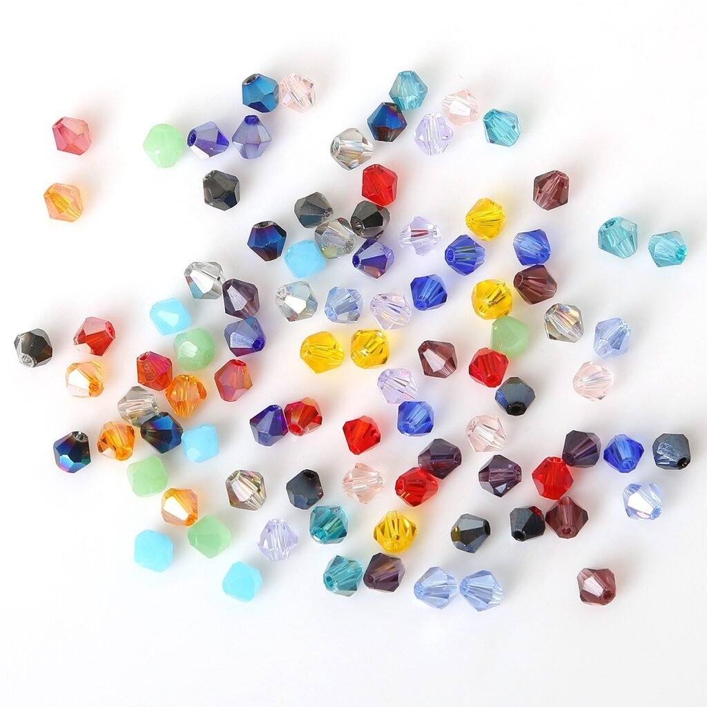 4mm Crystal Glass Bicone Beads in mixed colors for DIY beaded bag decoration