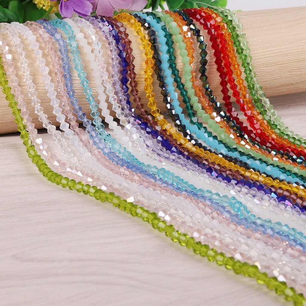 4mm Crystal Glass Bicone Beads 10 strands with multiple color options