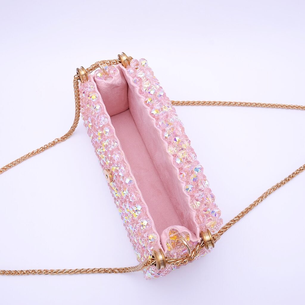 Crystal Beaded Multiway Bag with Structured Velvet Lining