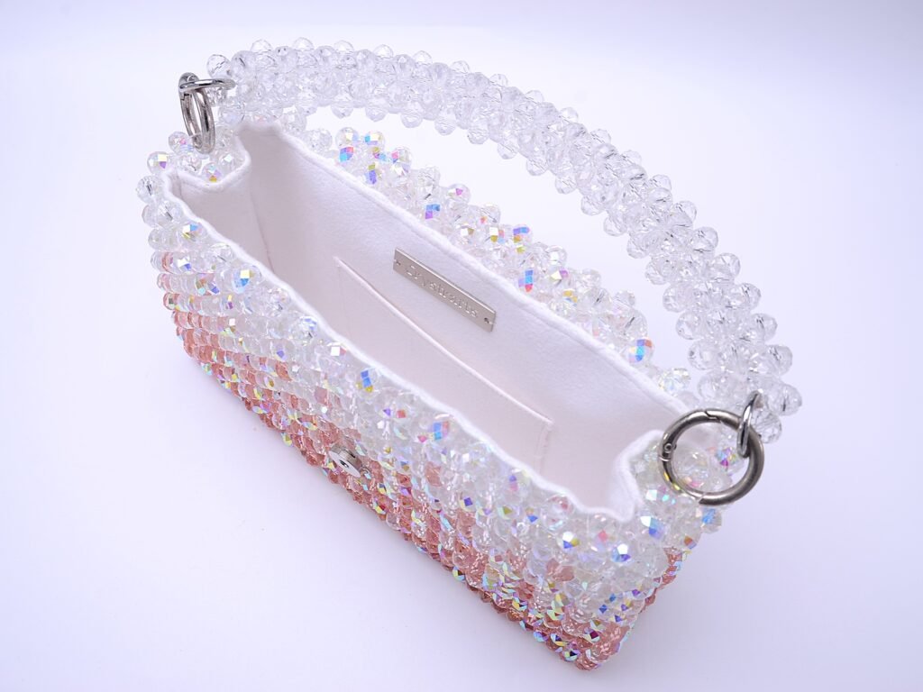 Interior of Heart Flap Beaded Bag with Velvet Lining