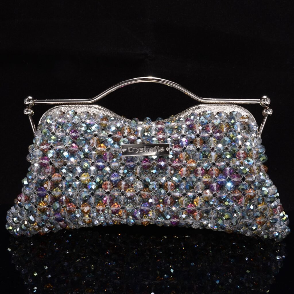 Crystal Beaded Clasp Clutch Front View