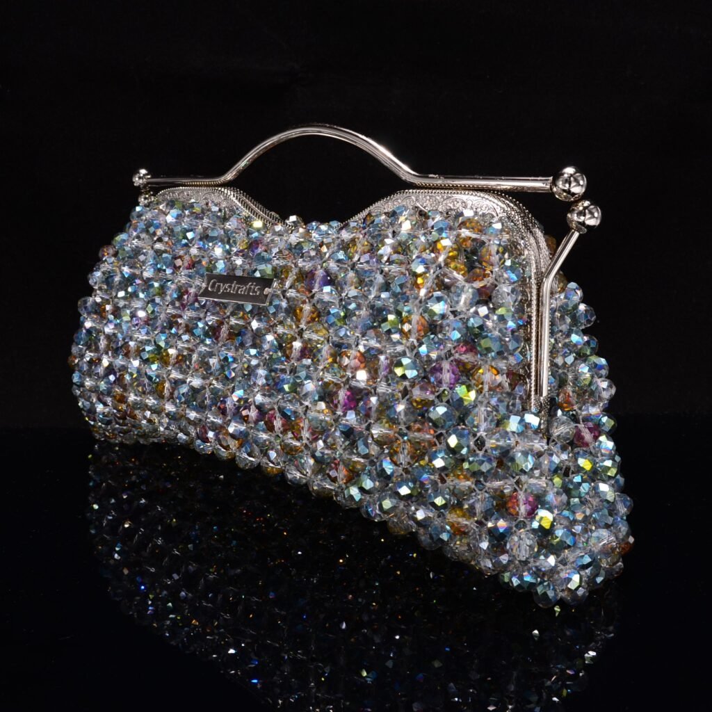 Crystal Beaded Clasp Clutch Side View