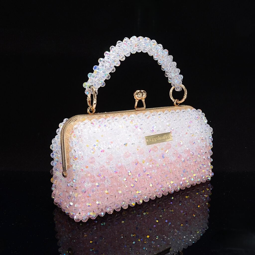 Slim Crystal Moon Bag Side View with Smooth Structure
