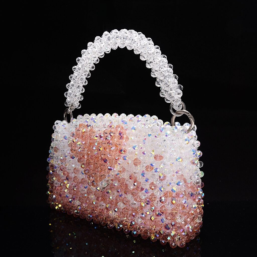 Side View of Heart Flap Beaded Bag