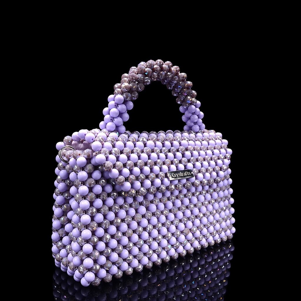 Side Of Purple Crystal Beaded Envelope Handbag