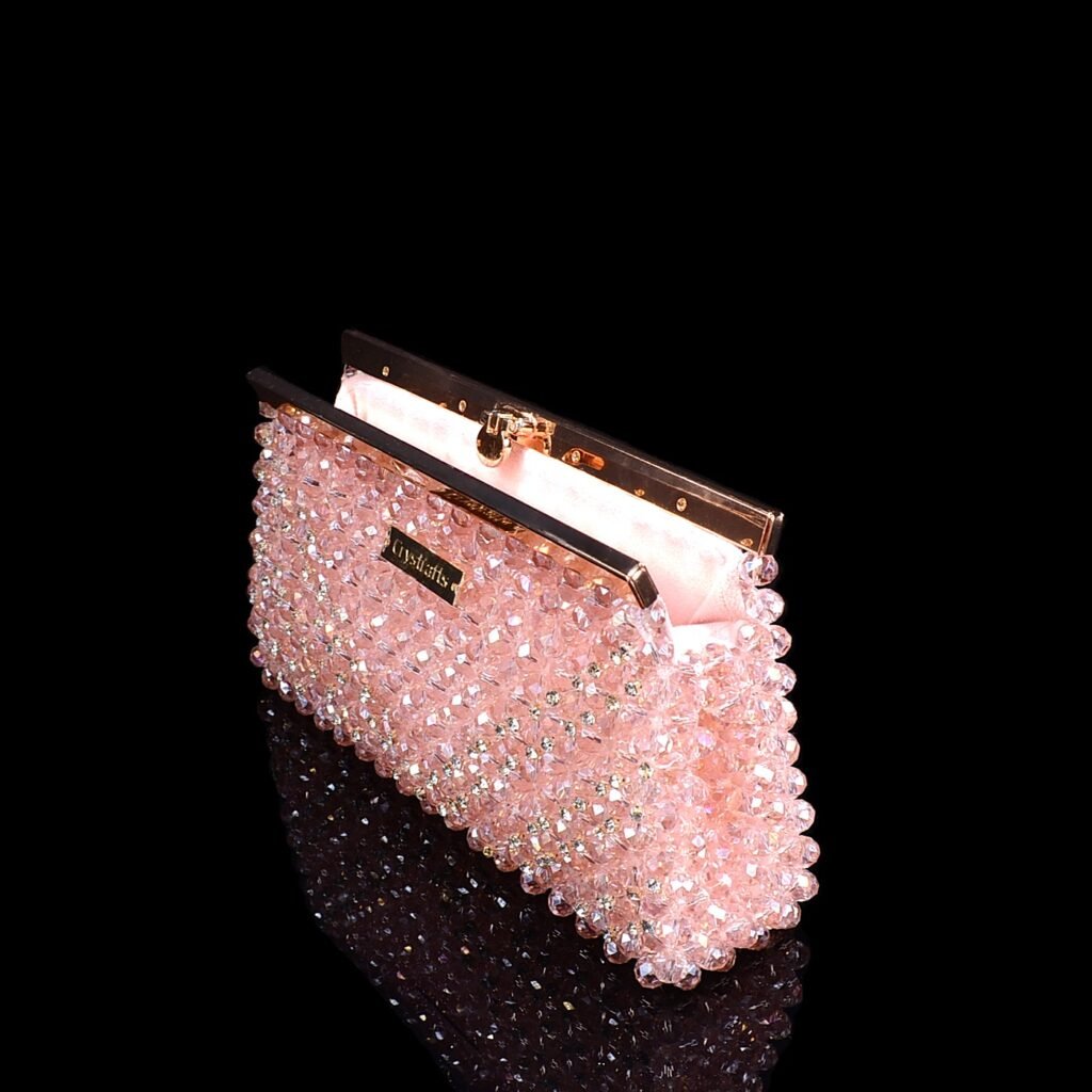 Open Crystal Kiss Lock Clutch with Velvet Lining