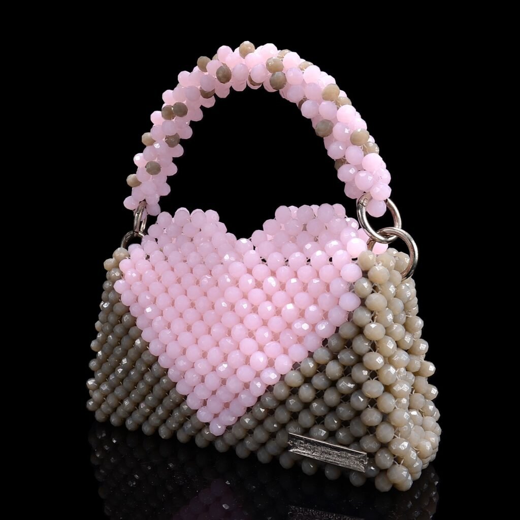Side View of Heart Pattern Beaded Handbag