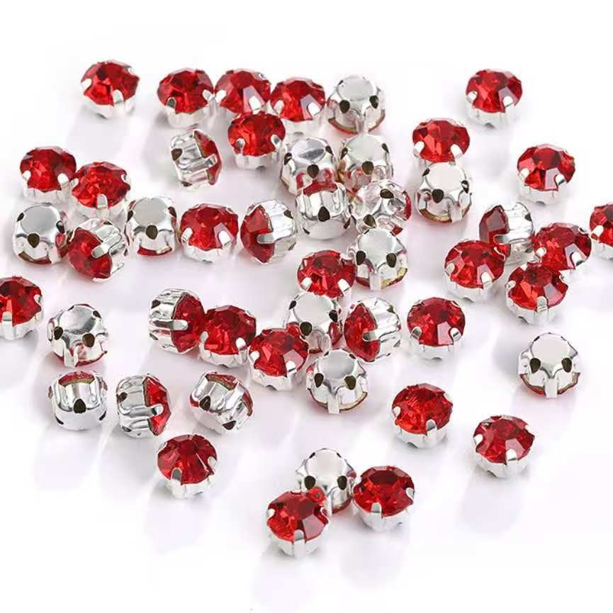 4mm Sew-On Crystal Rhinestones in Red