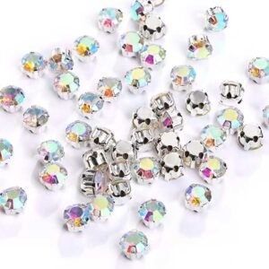 4mm Sew-On Crystal Rhinestones in Transparent AB