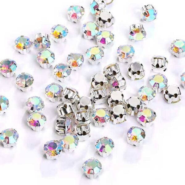 4mm Sew-On Crystal Rhinestones in Transparent AB