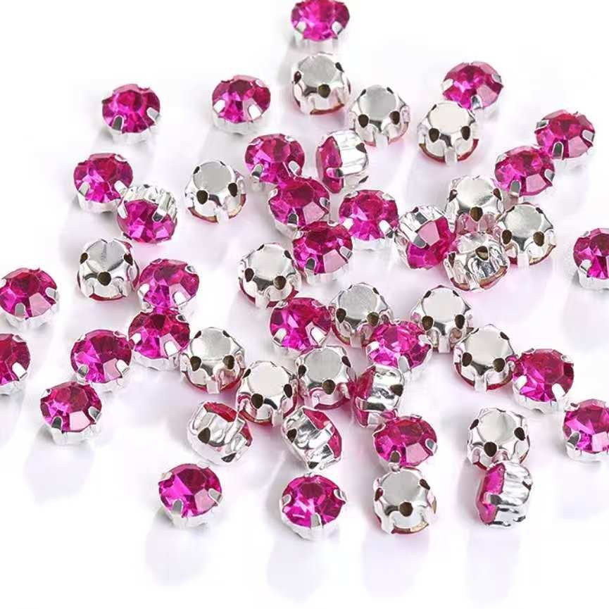 4mm Sew-On Crystal Rhinestones in Diffused Rose
