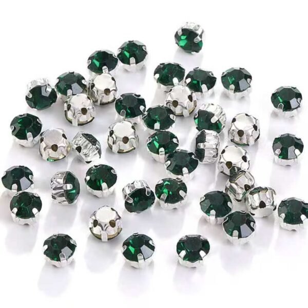 4mm Sew-On Crystal Rhinestones in Peacock Green