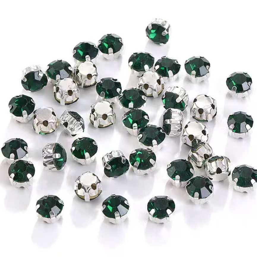 4mm Sew-On Crystal Rhinestones in Peacock Green