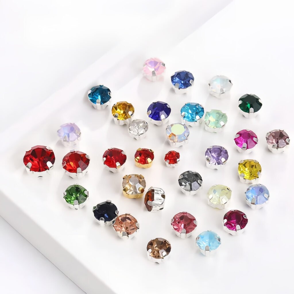 4mm Sew-On Crystal Rhinestones in mixed colors for DIY beaded bag decoration