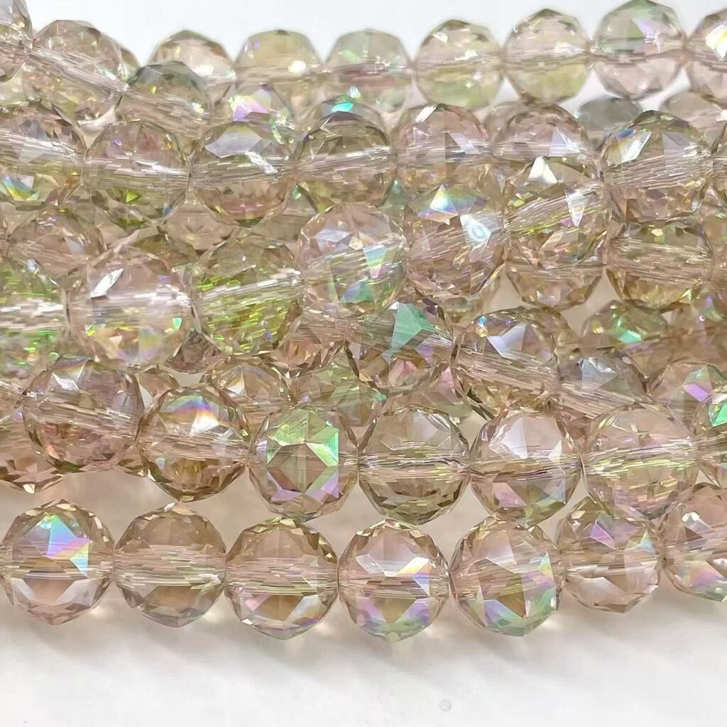 10mm Glass Crystal Floral Carved Beads in Spring for DIY Kit