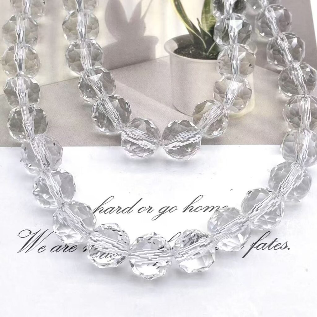 10mm Glass Crystal Floral Carved Beads in Transparent for DIY Kit