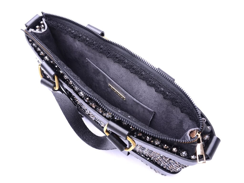 Crystal Beaded Briefcase Interior with Molded Velvet Lining