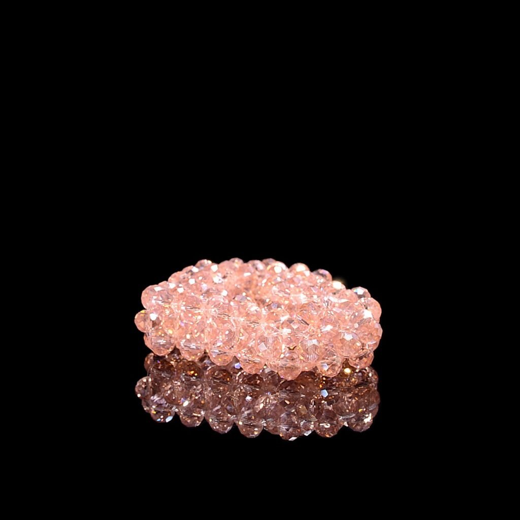 Pink Hollow Heart Charm Horizontal View Handmade Ornament