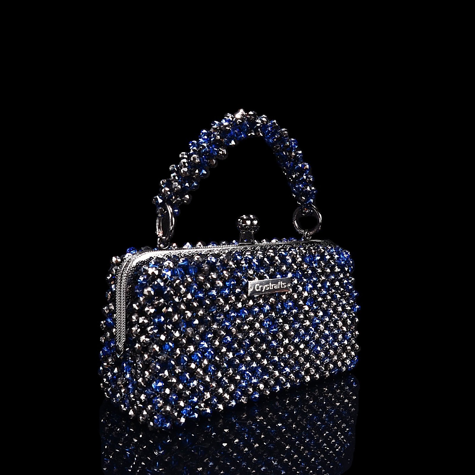 Slim Crystal Moon Bag Side View with Smooth Structure