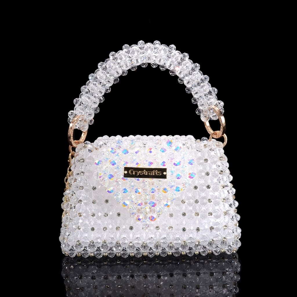 Front View of Heart Flap Beaded Bag