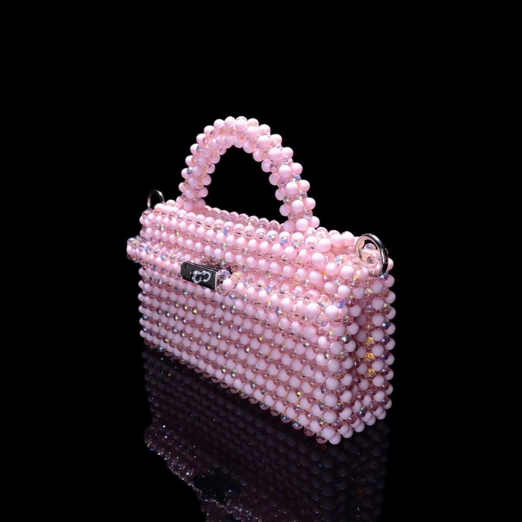 Pink Crystal Beaded Kelly Bag Side View