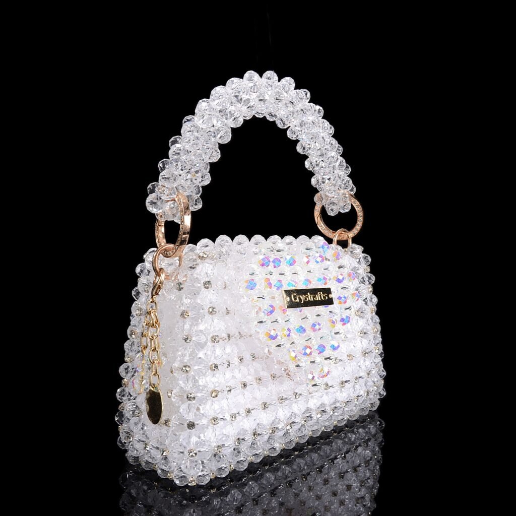 Side View of Heart Flap Beaded Bag