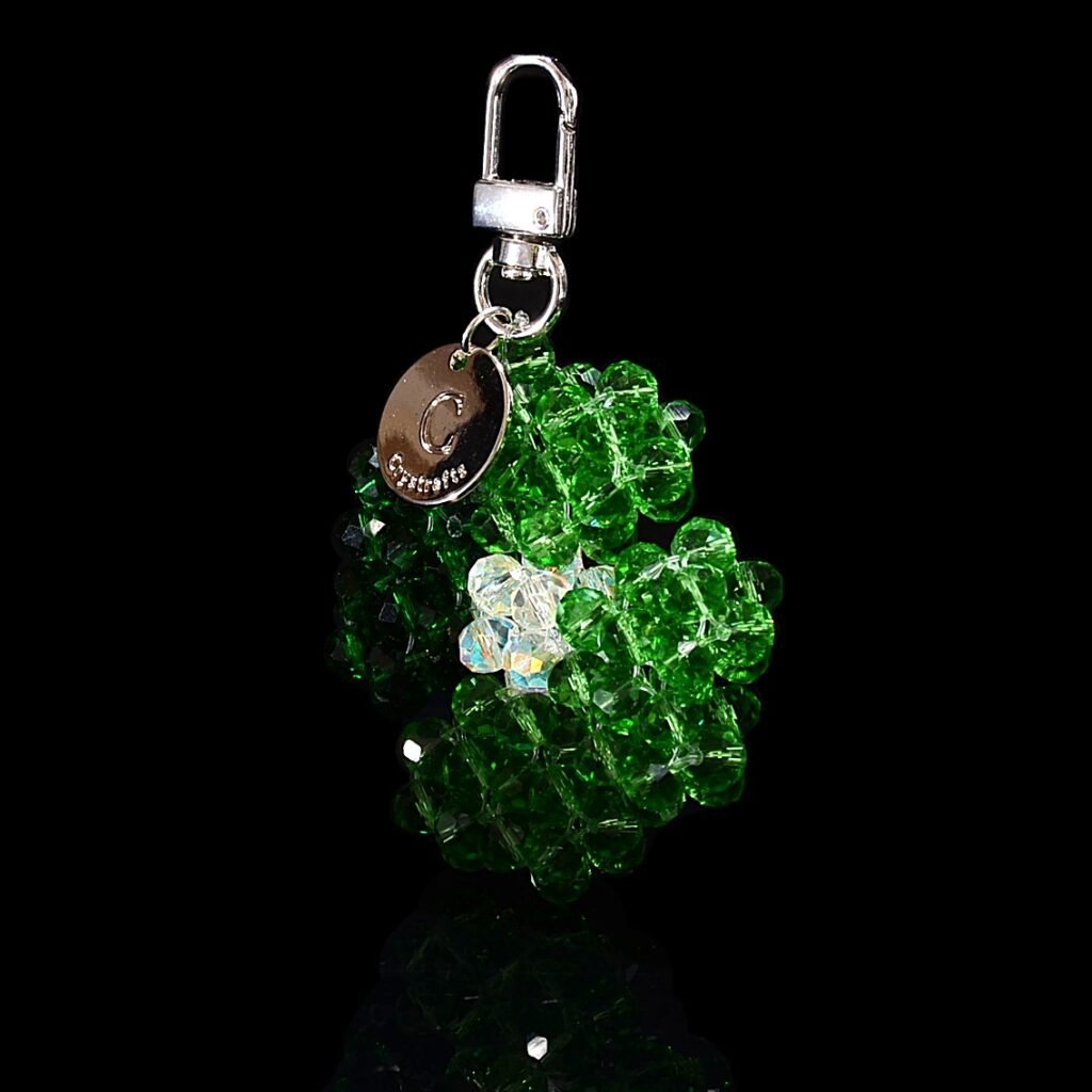 Handmade Crystal Four-Leaf Clover Charm Side View