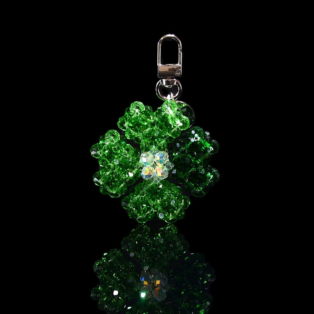 Handmade Crystal Four-Leaf Clover Charm Front View