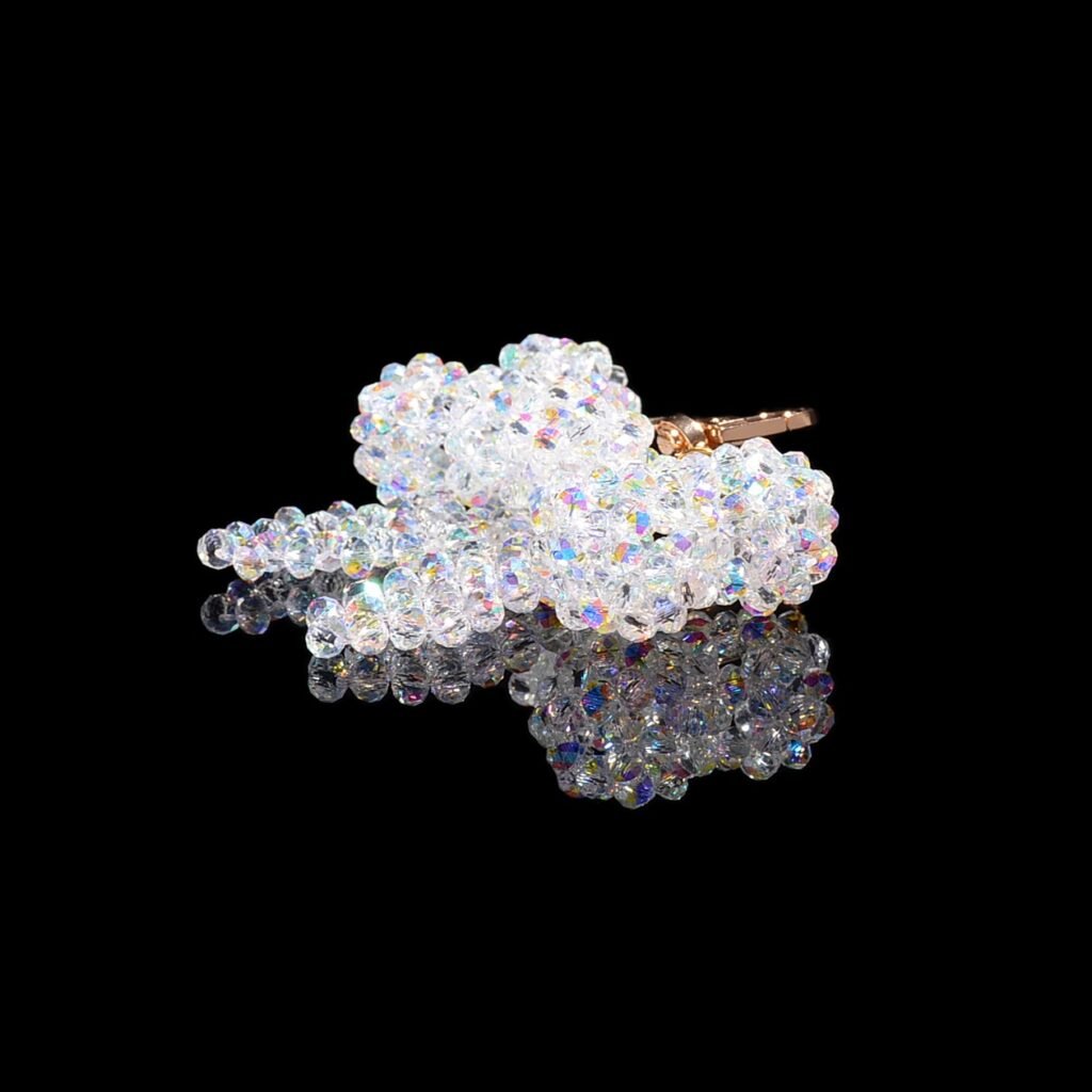 Handmade Crystal Bow Bag Charm Side View