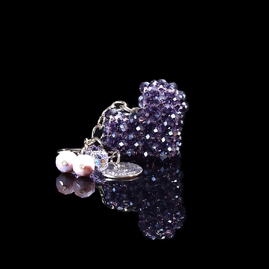 Purple Heart Charm Side View Crystal Bead Accessory