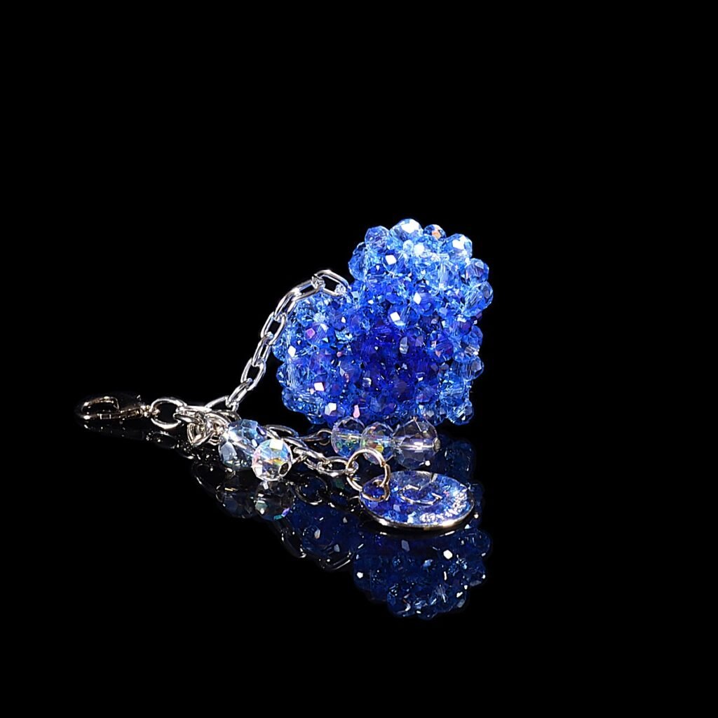 Handmade 3D Crystal Heart Charm Front View