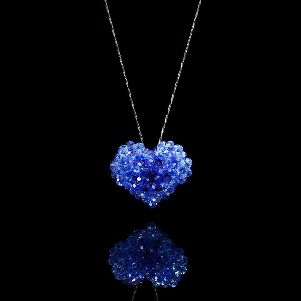 3D Crystal Heart Charm Small Necklace Pendant