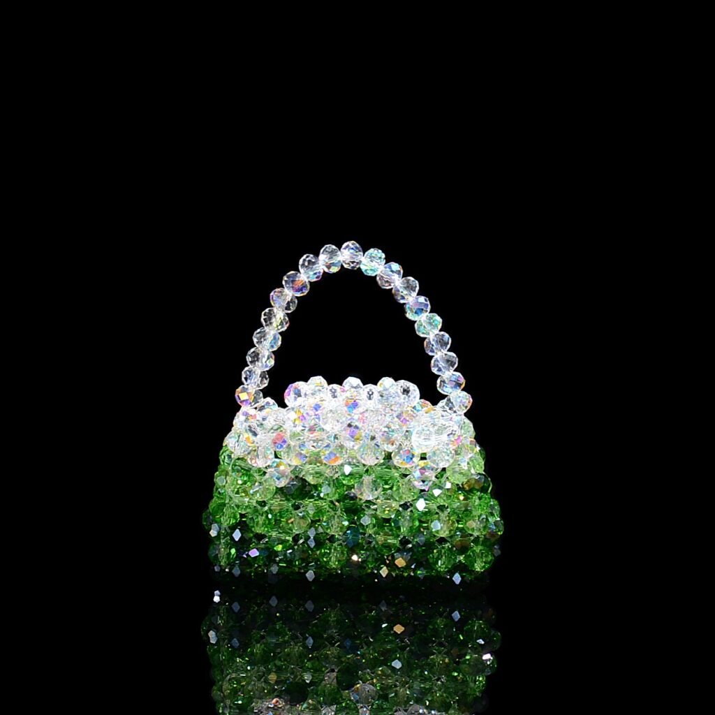 Green Gradient Mini Crystal Bag Charm Front View