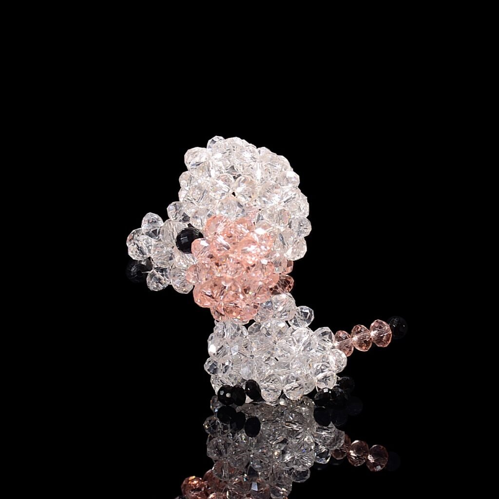 Crystal Beaded Teddy Dog Figurine Side View