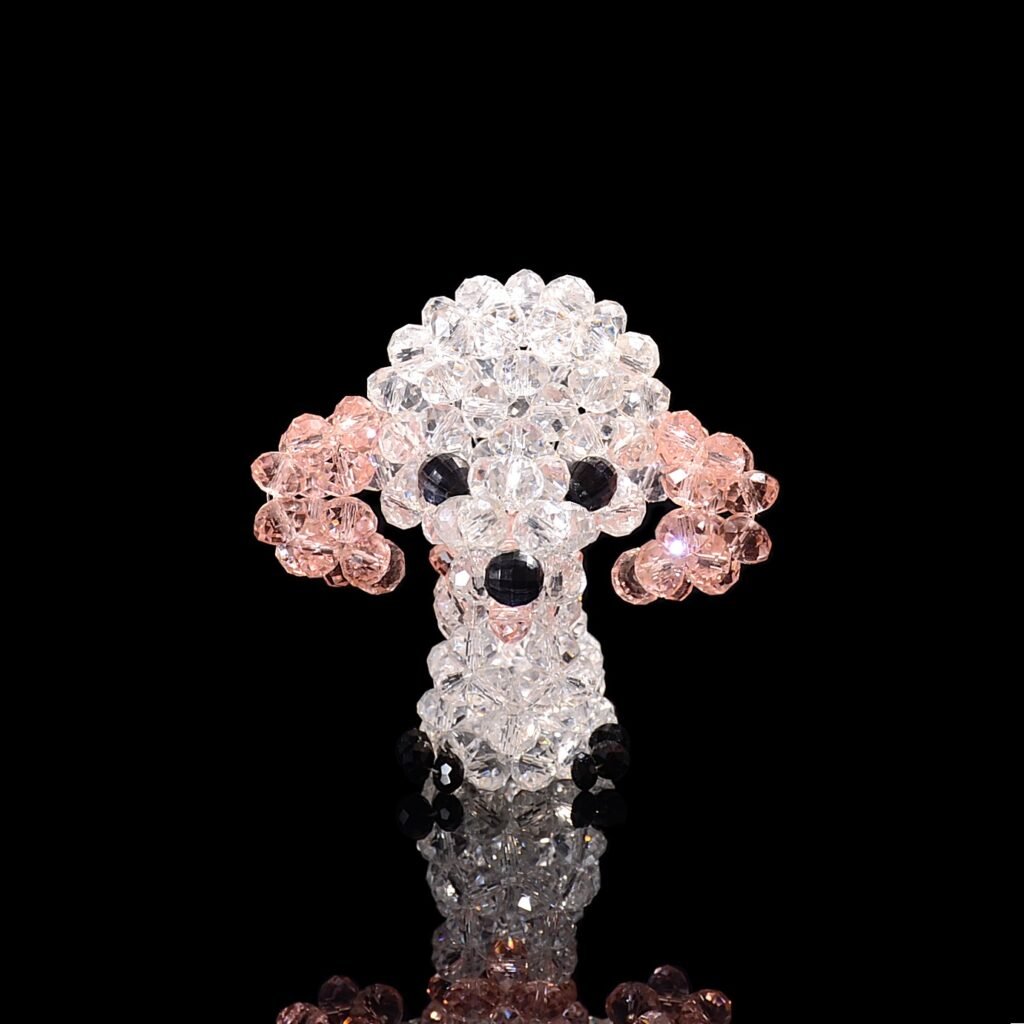 Crystal Beaded Teddy Dog Figurine Handmade Crystal Dog Decoration