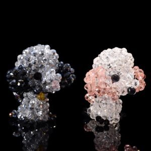 Crystal Beaded Teddy Dog Figurines Handmade Crystal Dog Gift Set