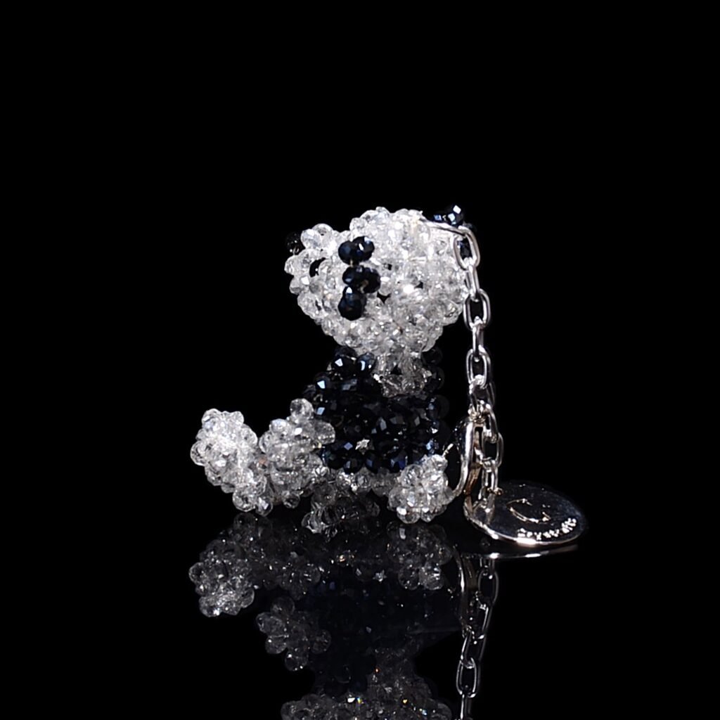 Mini Crystal Teddy Bear Keychain Handmade Crystal Bead Bear Back View