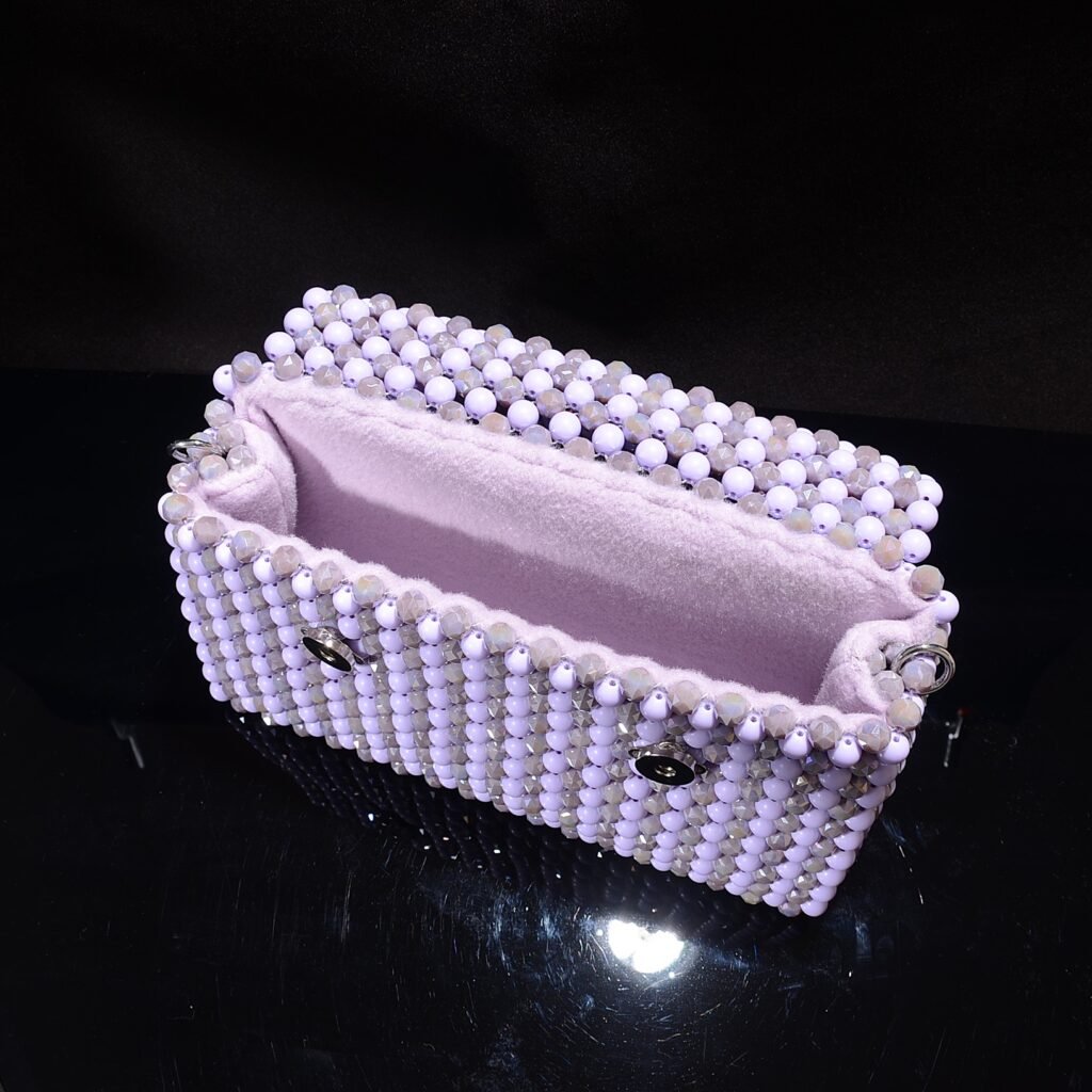 Crystal Beaded Envelope Bag with Cashmere Lining