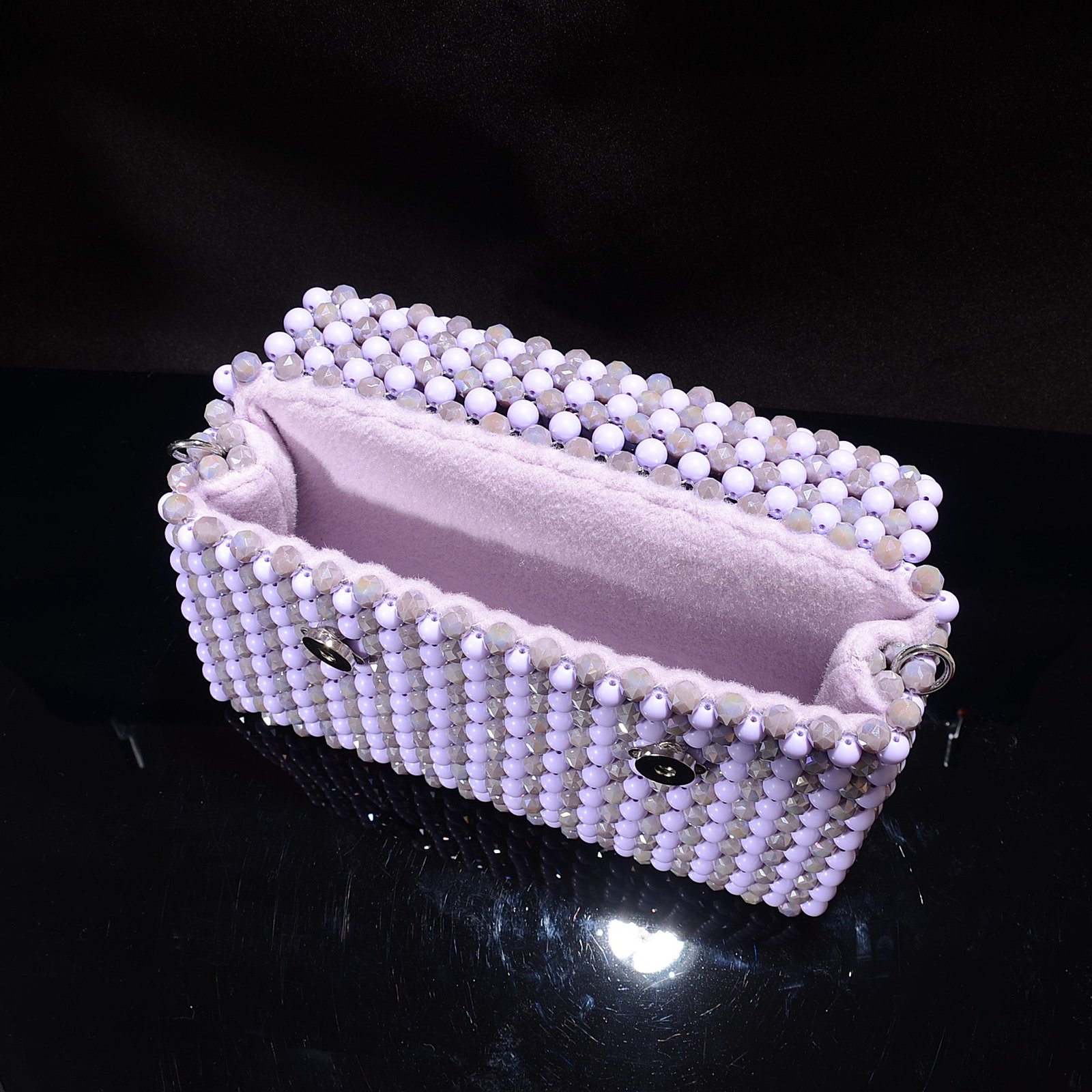 Crystal Beaded Envelope Bag with Cashmere Lining