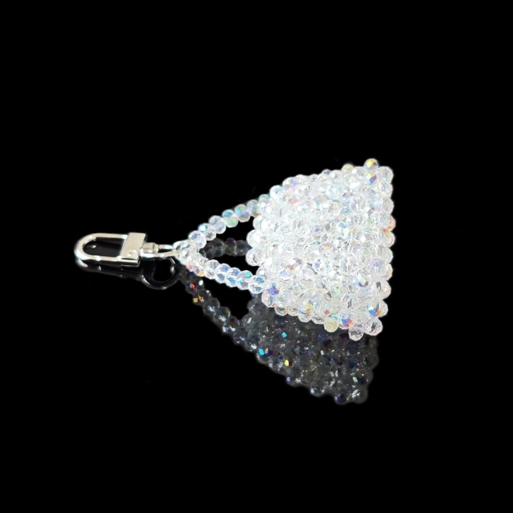 Mini Crystal Bag Charm Side View With Lock
