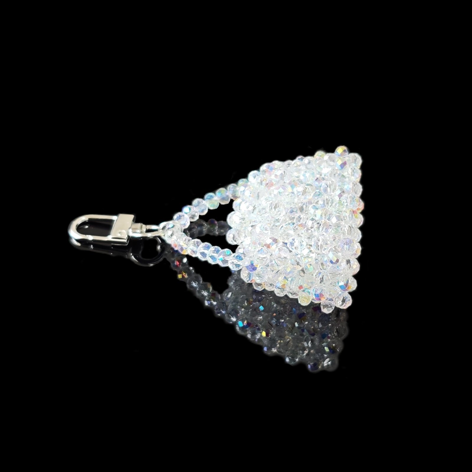 Mini Crystal Bag Charm Side View With Lock