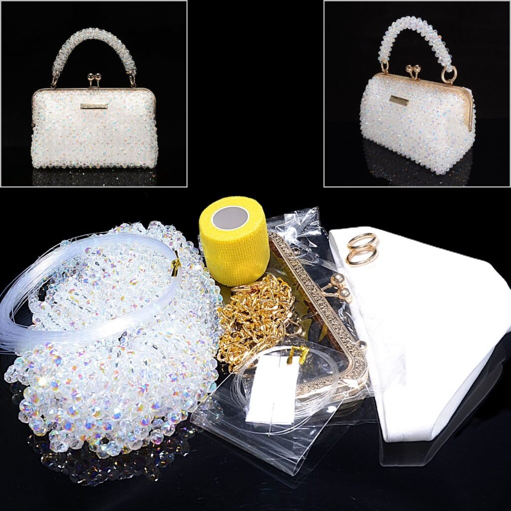 DIY Classic Crystal Beaded Moon Bag Kit 8mm
