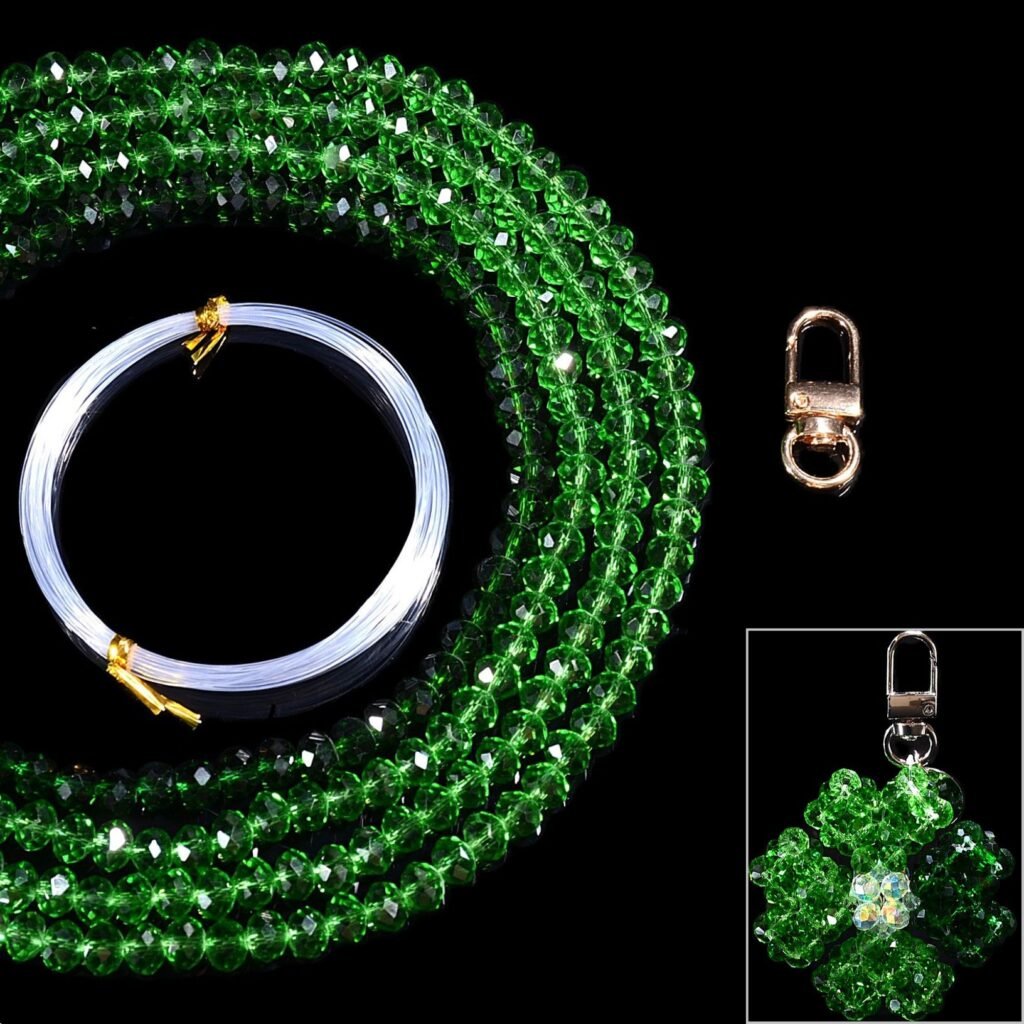 DIY Crystal Beaded Four Leaf Clover Kit with Green Crystal Beads