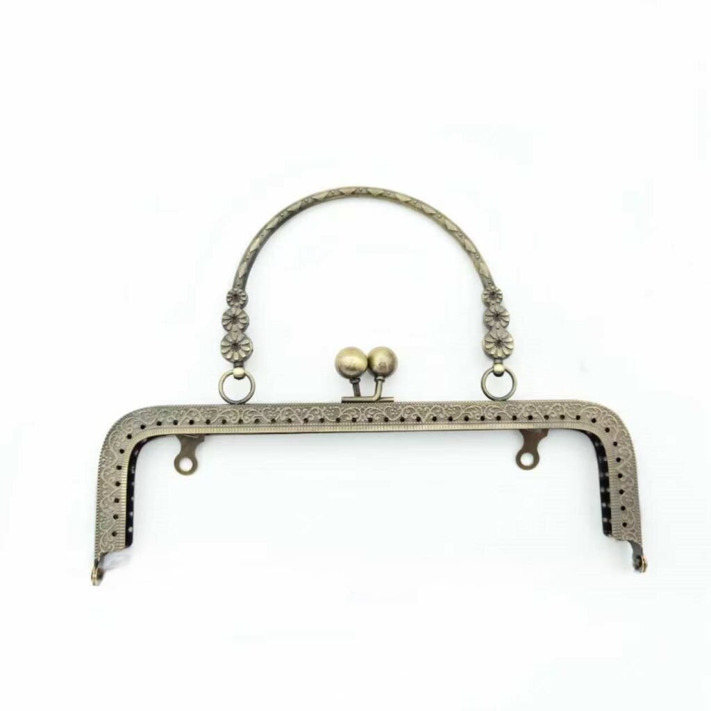 bronze 20cm metal frame clasp with metal handle for beaded bags