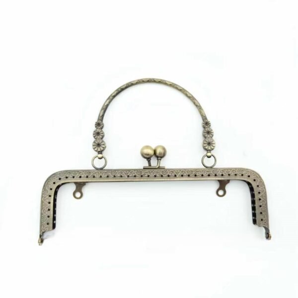 bronze 20cm metal frame clasp with metal handle for beaded bags