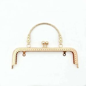 gold 20cm metal frame clasp with metal handle for beaded bags