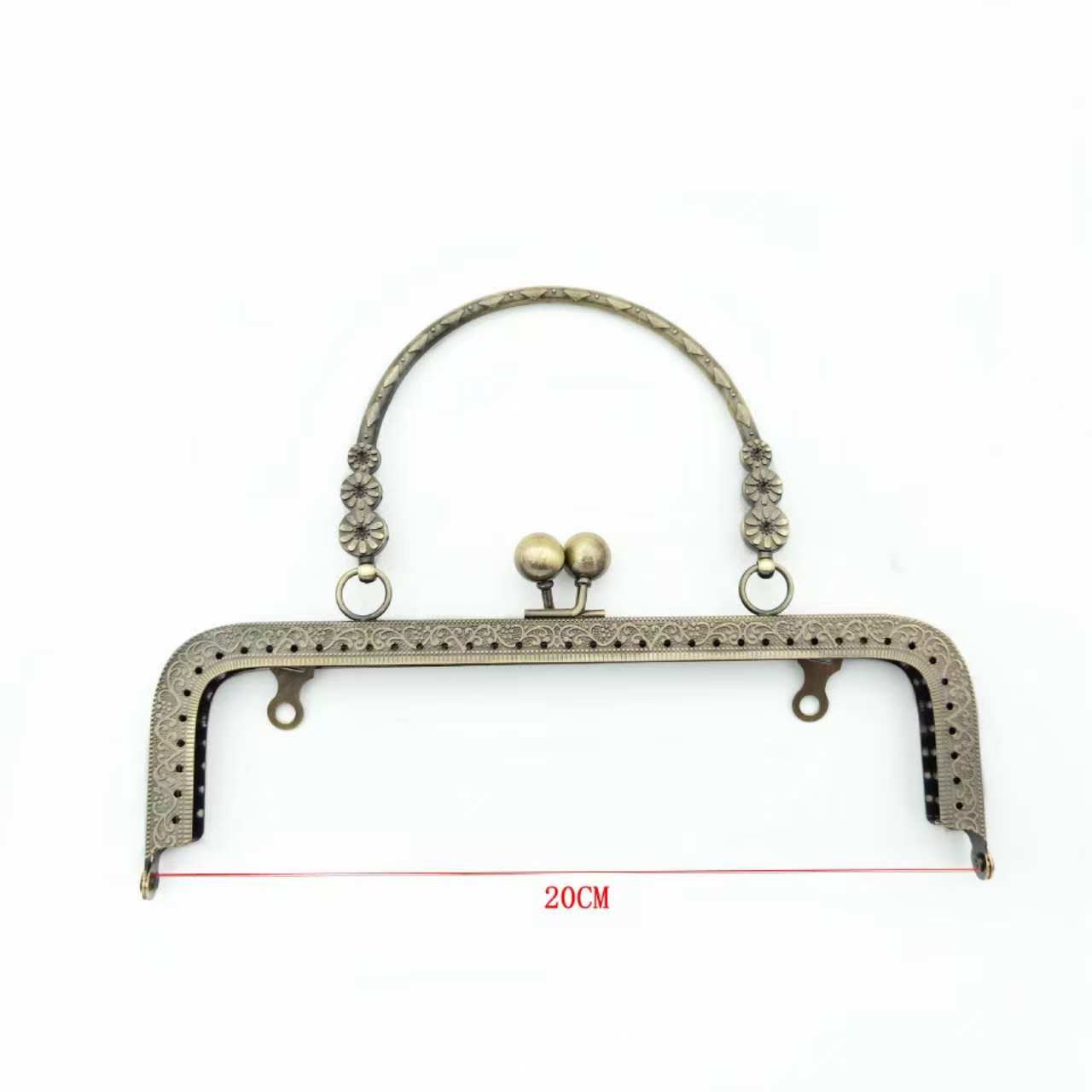 20cm metal frame clasp with metal handle size guide for handmade beaded bags