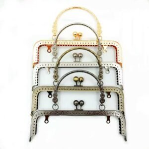 20cm metal frame clasp with metal handle for beaded bags in gold silver bronze and gunmetal