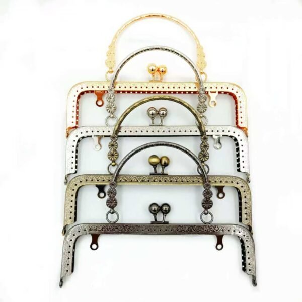 20cm metal frame clasp with metal handle for beaded bags in gold silver bronze and gunmetal