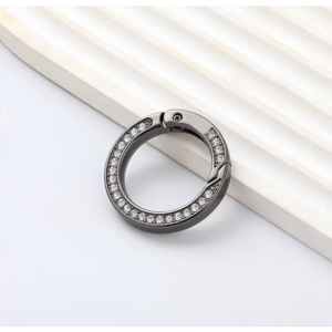 Gunmetal rhinestone metal loop for beaded bags